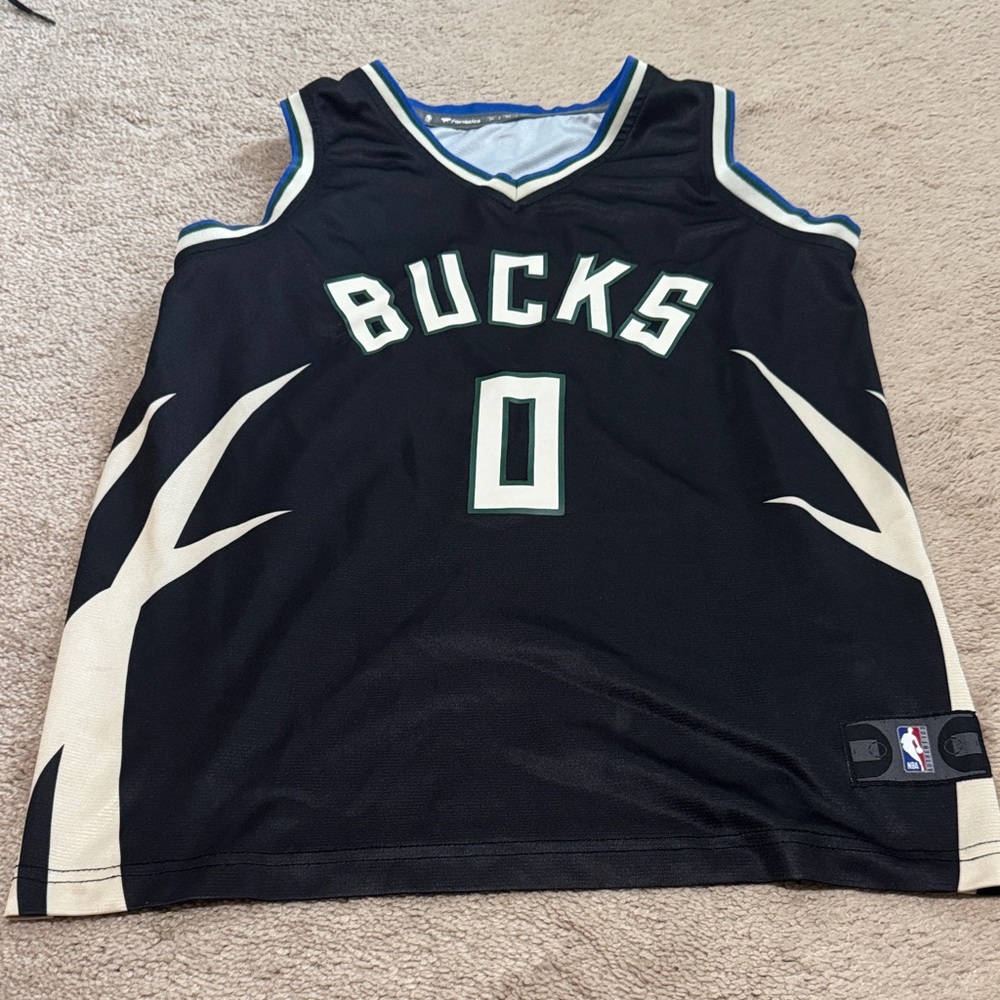 Fanatics Black and Cream Bucks Damian Lillard Jersey
